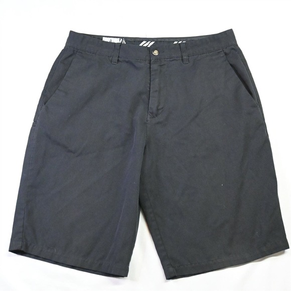 Volcom 34 x‎ 12" Black Flat Front Chino Shorts - Picture 1 of 5